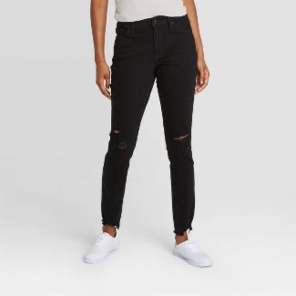 Women's Mid-Rise Skinny Jeans - Universal Thread™ Black - Picture 1 of 5
